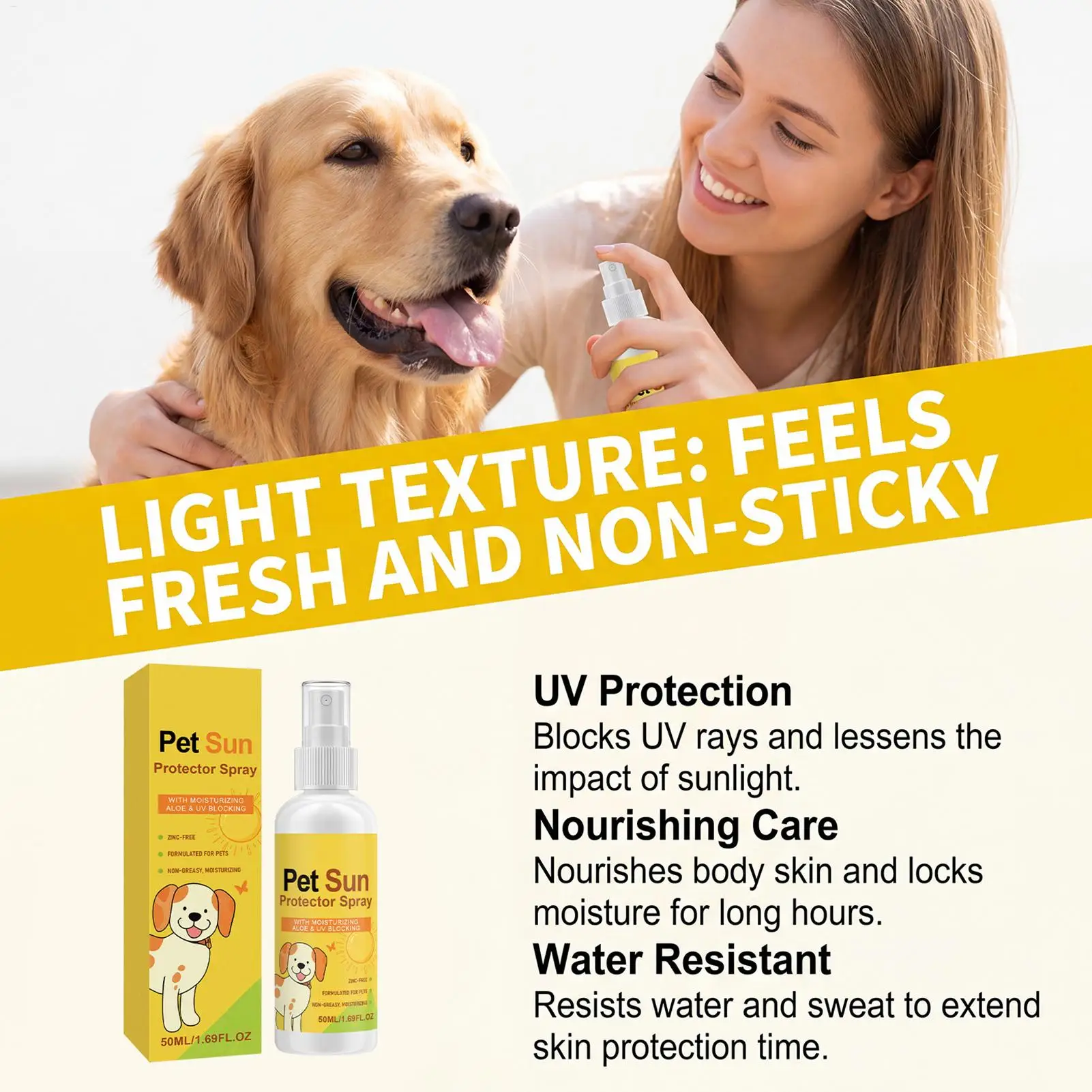 Dog Sunscreen Spray UV Protection Waterproof Moisturizer Skin Care Outdoor Beach Travel Essential Pet Cat Sun Protector Lotion