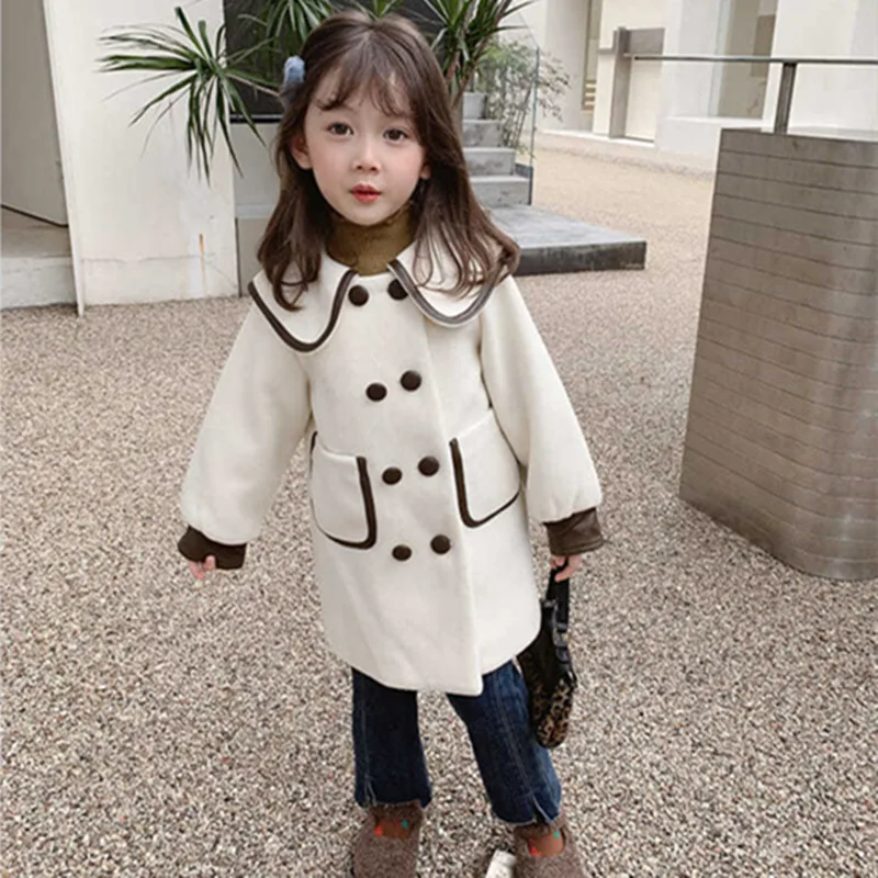 Girls Kids Coat Jacket Cotton Woolen 2022 Cute Warm Plus Thicken Velvet Winter  Overcoat Children\'s Clothing