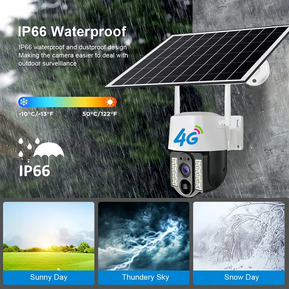 كاميرا تعمل بالطاقة الشمسية في الهواء الطلق 4G HD مع بطاقة Sim كاميرا ويب IP لاسلكية بطارية منخفضة تعمل بالطاقة كاميرات AOV حماية أمن الوطن الذكي CCTV