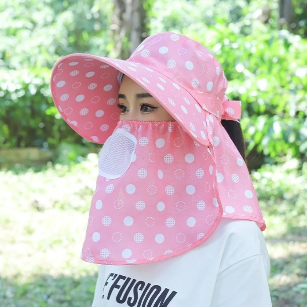 

New Face Neck Protection Beach Cap Anti-UV Shawl Mask Women's Ponytail Hat Breathable Wide Brim Sunscreen Hat Outdoor Sports