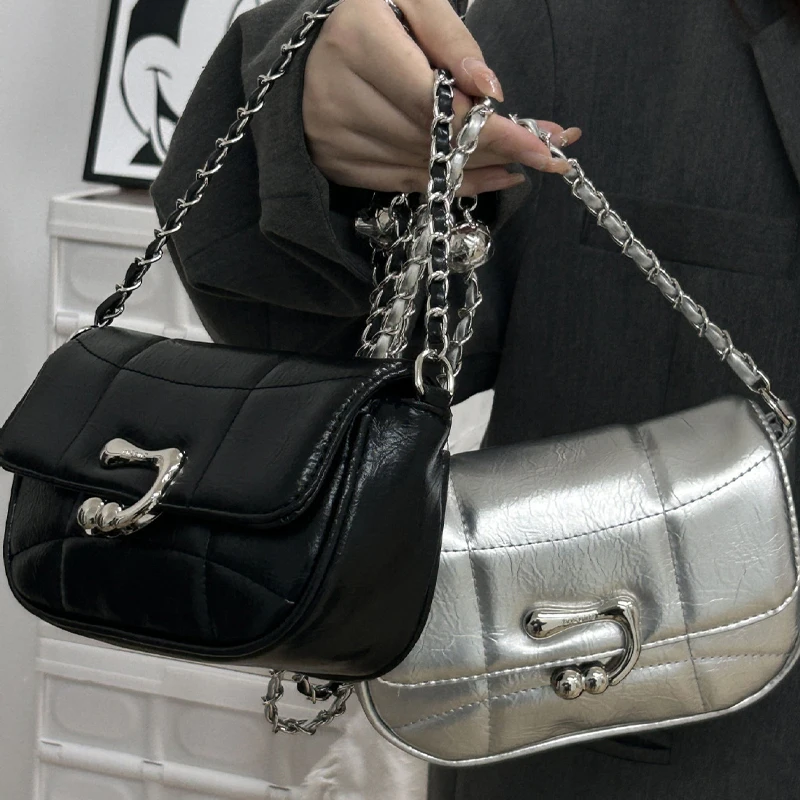

Женская сумка, новая корейская кожаная универсальная цепочка, высококачественная роскошная брендовая сумка на плечо, милая Y2k, крутая новая сумка через плечо для девочек