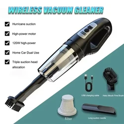 ﻿ USB Charging Handheld Cordless Vacuum Cleaner Portable Car Vacuum Cleaner 120W For Car/Home/Pet Hair