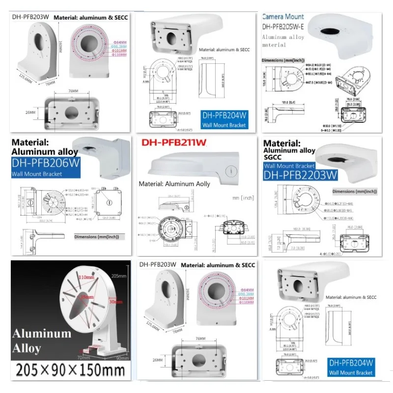 

DAHUA CCTV Camera Mount Bracket Compatible with DH-PFB211W DH-PFB203W DH-PFB204W DH-PFB205W-E DH-PFB206W DH-PFB2203W Models