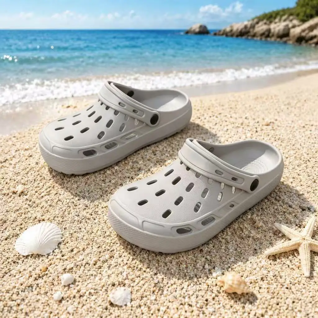 Men EVA Hollow Hole Sandals Adjustable Strap Quick Dry Slip On Slippers for Beach Pool Summer Outdoor Use