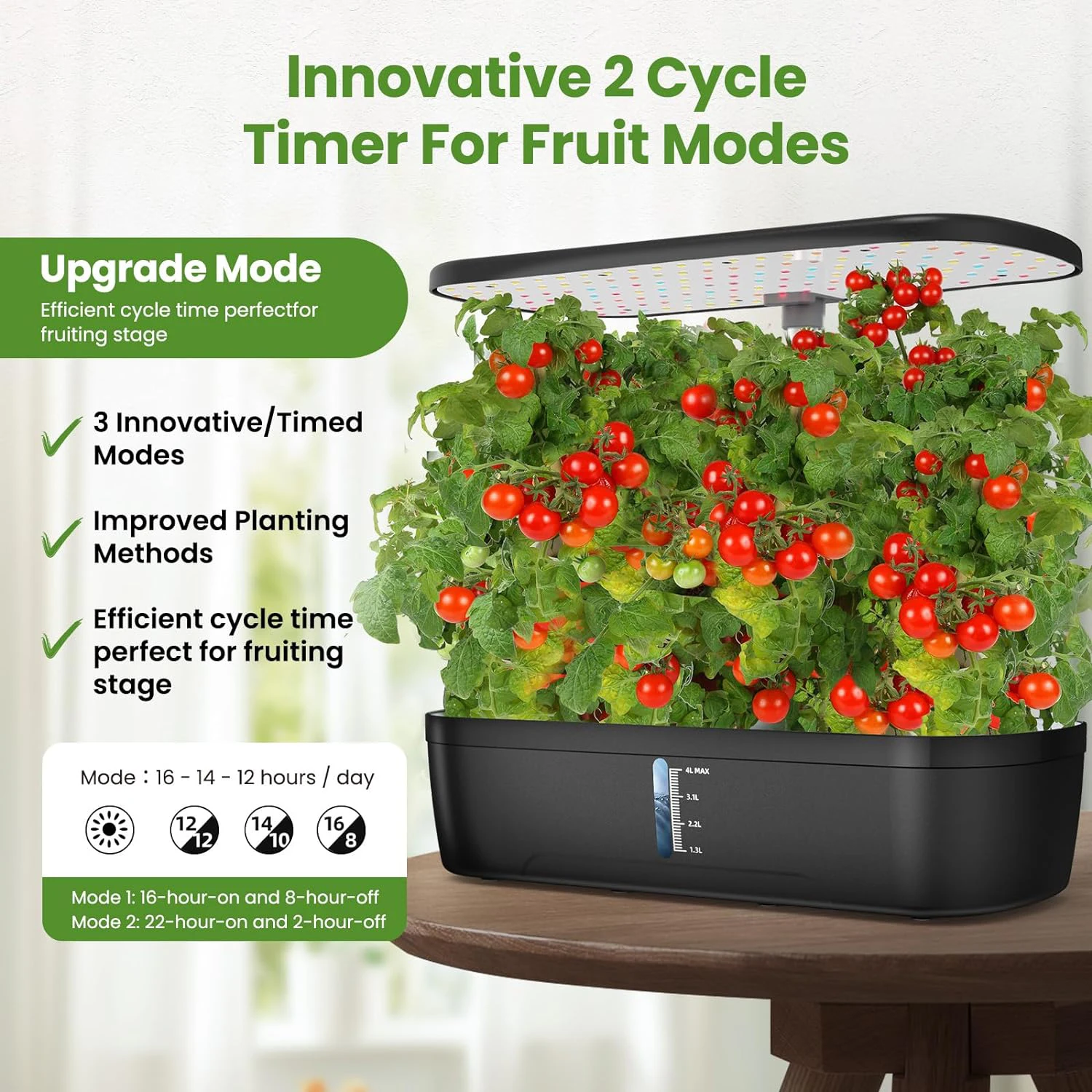 Smart Hydroponic System,12 Plant Sites with Grow Led Light ,Intelligent Control for Home Garden