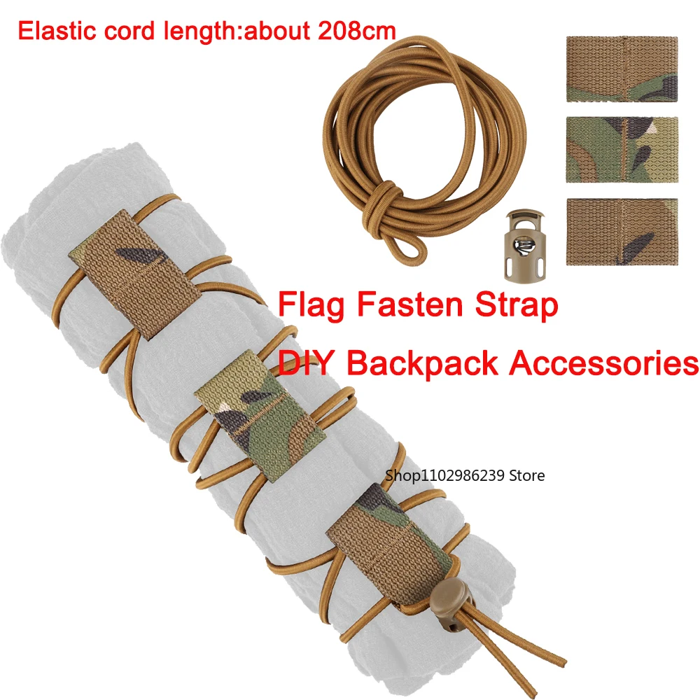 Tactical National Flag Bungee Elastic Fasten Strap Adjustable Rubber Band Rope Sewing Garment Craft for DIY Backpack Accessories