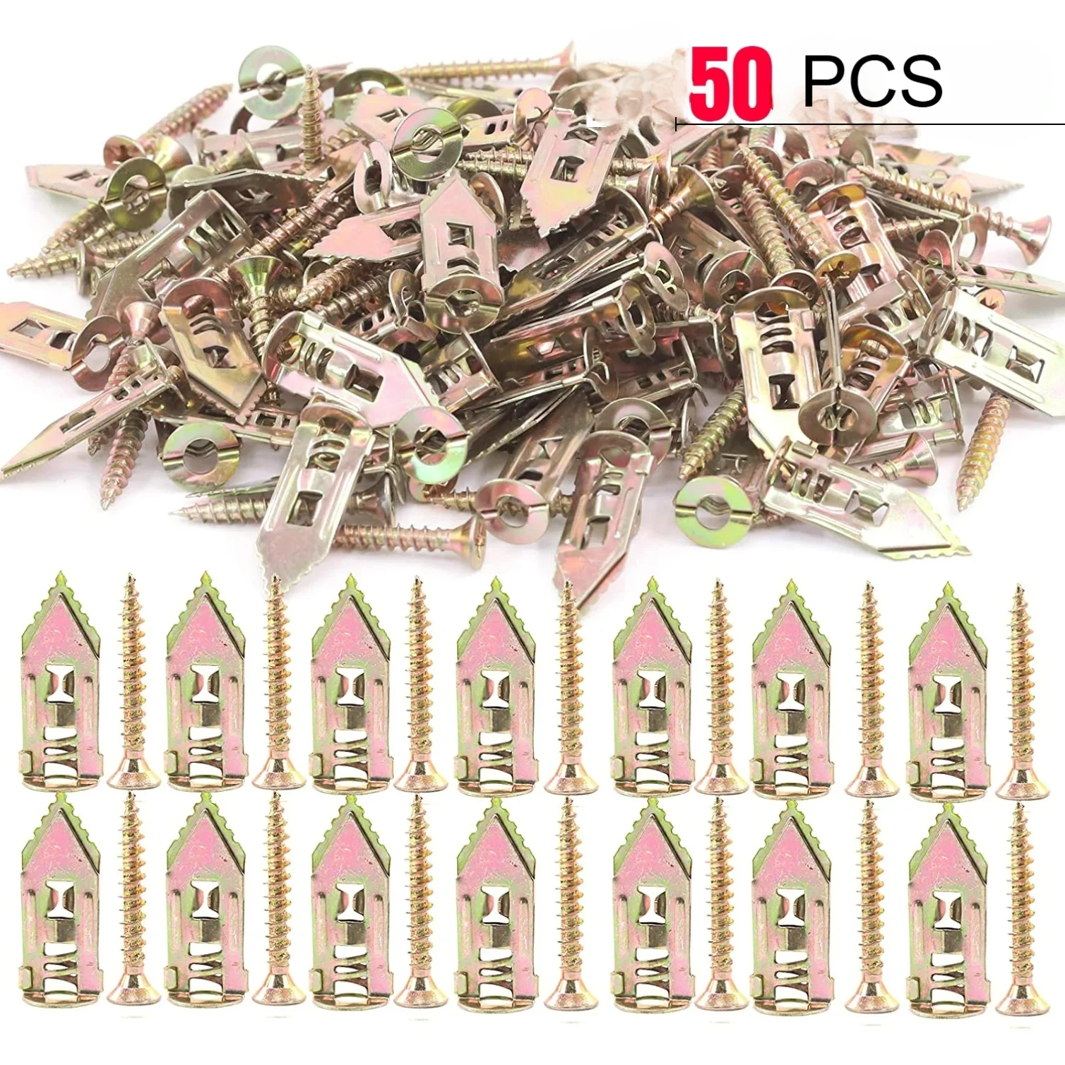 

XMSJ 50Pcs Self Tapping Screws Self Drilling Anchors Screws Drywall Anchors Easy Application for Gypsum Plasterboard Dowel