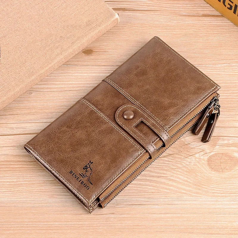 

Vintage Soft Leather Men's Long Wallet High Quality Coin Purses Business Credit Card Holder Male Zipper Money