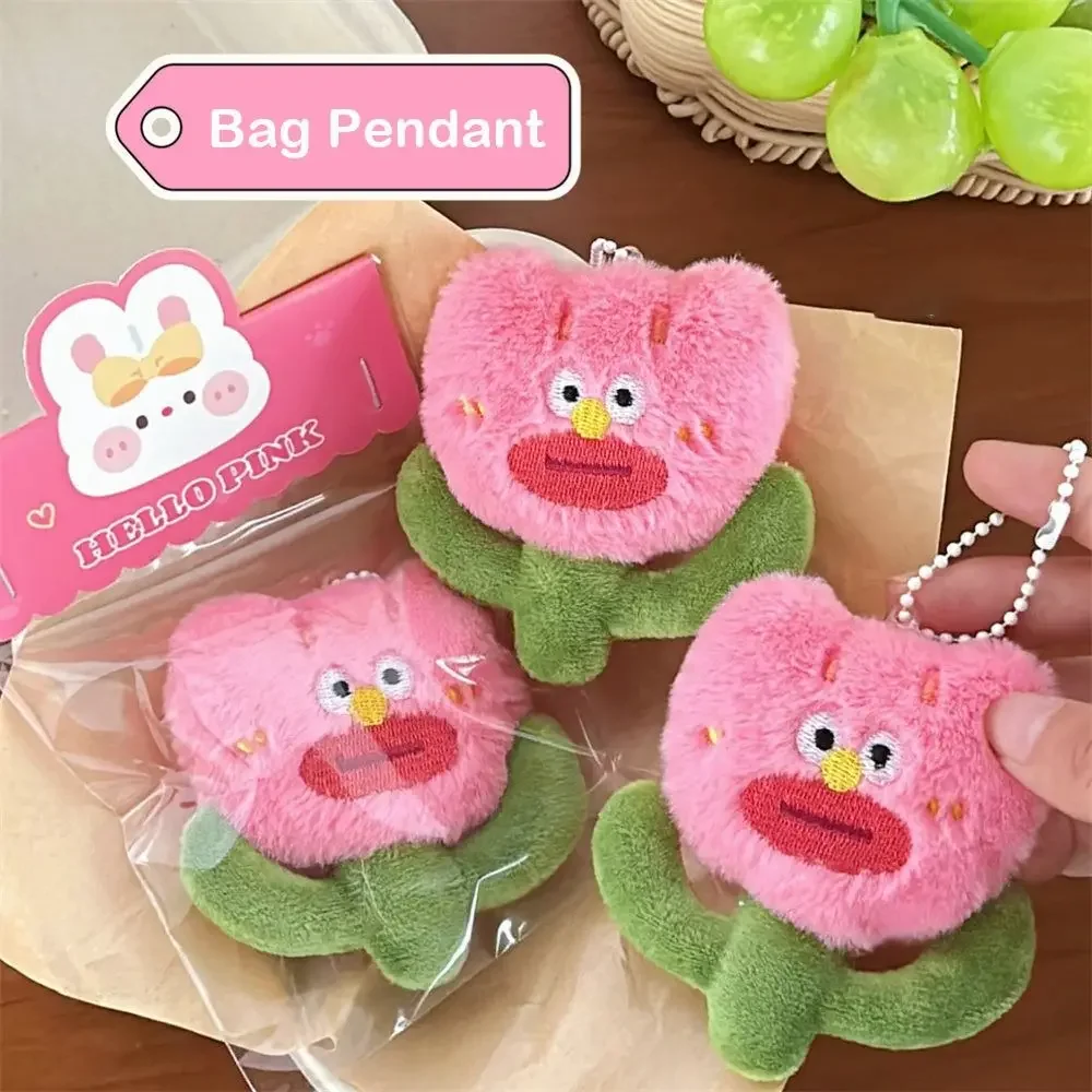 Cartoon Plush Pendant Creative Hangings Ornament Pink Flower Bag Pendant Bag Accessories Key Pendant Car Keys Accessories