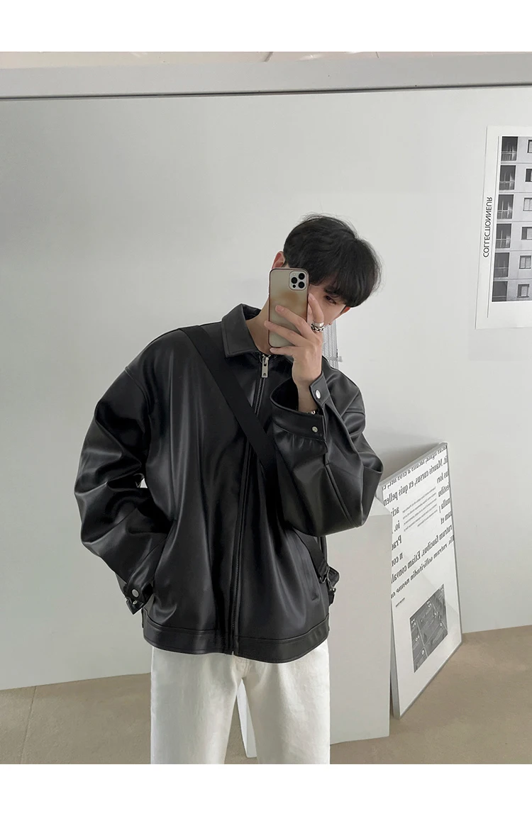 Mauroicardi Spring Autumn Cool Luxury Short Black Soft Light Pu Leather Jacket Men Zipper Casual Mens Jackets and Coats Fashion 20 Sdb2336543137407ab7060f06f2c26150G