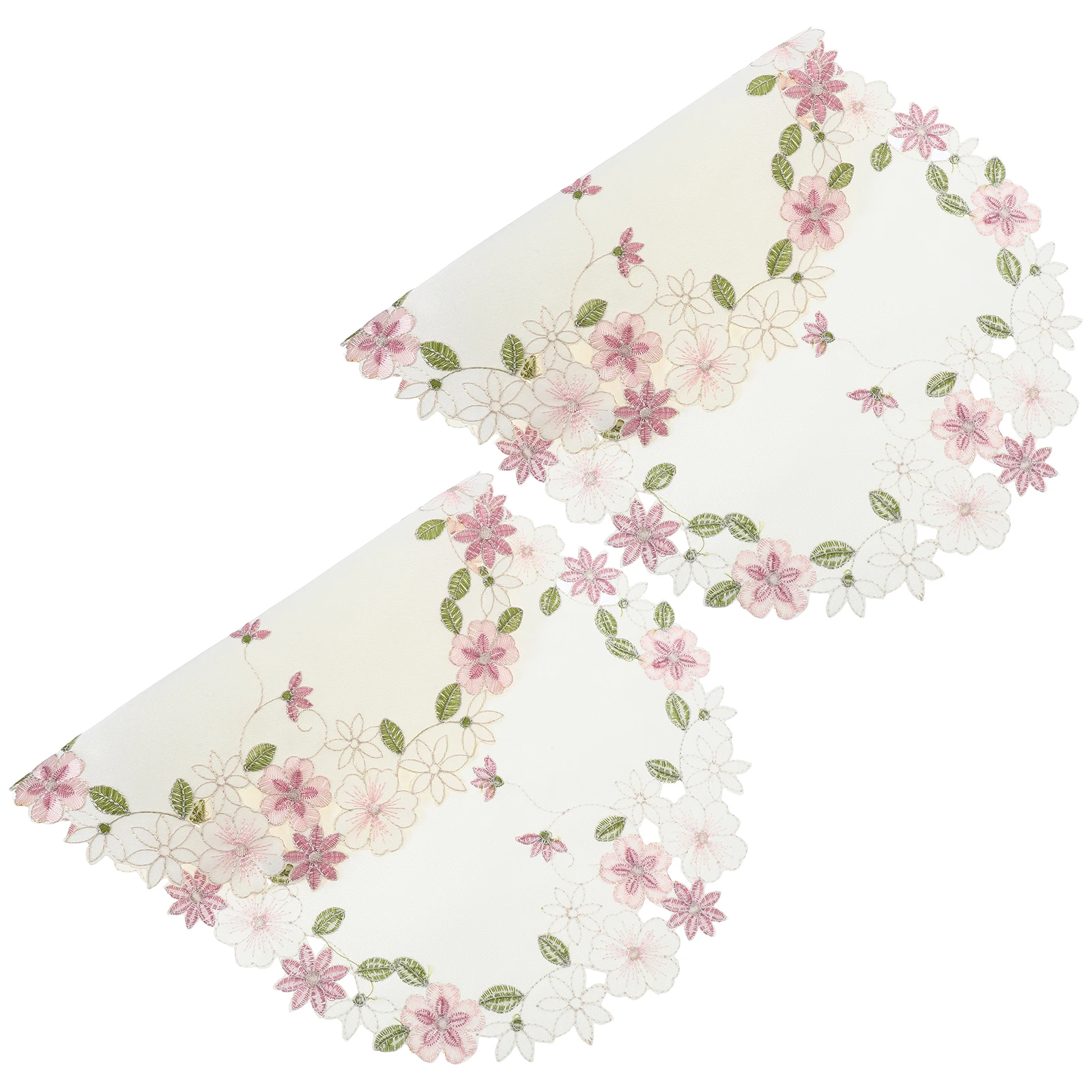 

2Pcs European Rustic Embroidered Tablecloth Placemats Set Hollow Floral Pattern Kitchen Dining Weddings Family Occasions