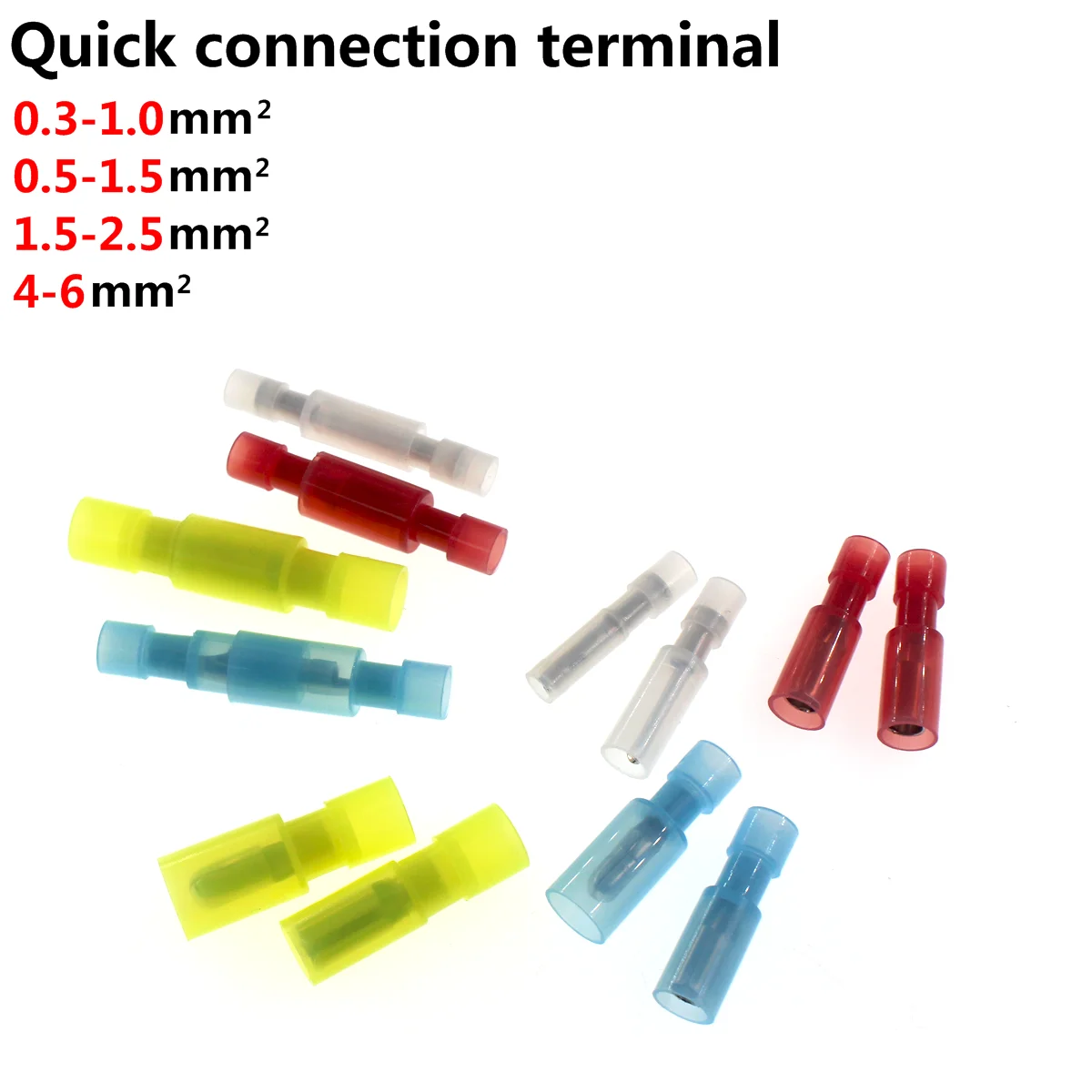 

20pair 40pcs Nylon white transparent bullet shaped wire pair connector flame retardant quick terminal male and female insert