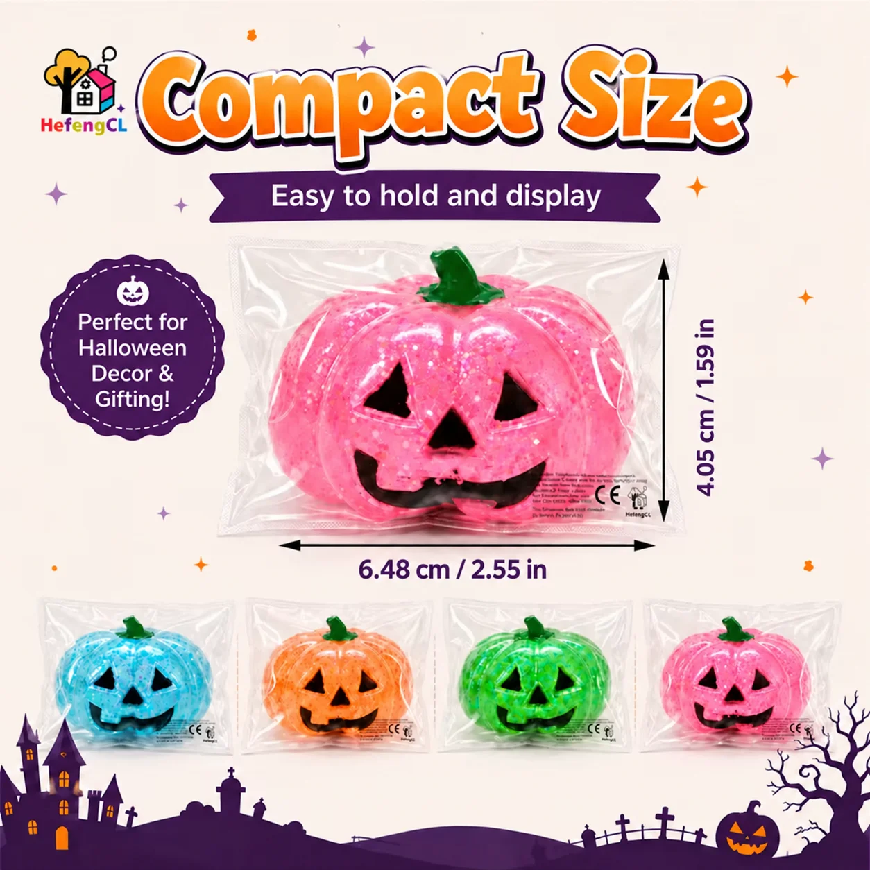 Halloween Pumpkin Squeeze Toy,TPR Soft Bead Filled Pumpkin Toy,Fun Party Favor Decoration,Holiday Game Gift,Goodie Bag Fillers,Halloween Party Supplies,Holiday Decor