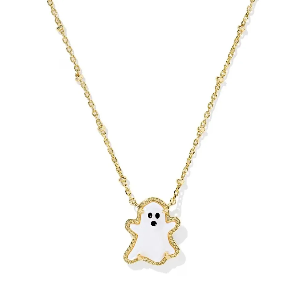 

VKVVA Fashion Spooky Halloween Jewelry Scary-cute Ghost Gold-plated Short Pendant Necklace for Women