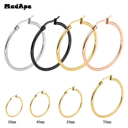 MadApe Pendientes Mujer Brincos de argola de aço inoxidável ouro/prata cor círculo brinco de basquete para mulheres/meninas joias