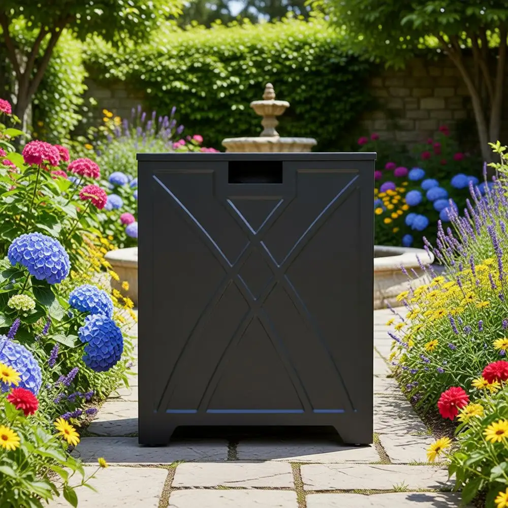 

Black Outdoor Propane Tank Cover Storage Table for Gas Fire Pits and 20 lb Tanks