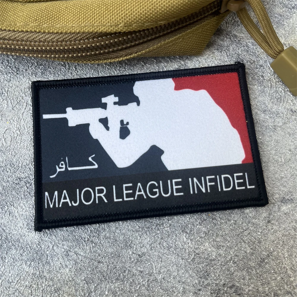 Insignia de moral táctica Airsoft de la Liga Mayor, parches de gancho y bucle impresos, ropa, brazalete del ejército militar, pegatina para mochila