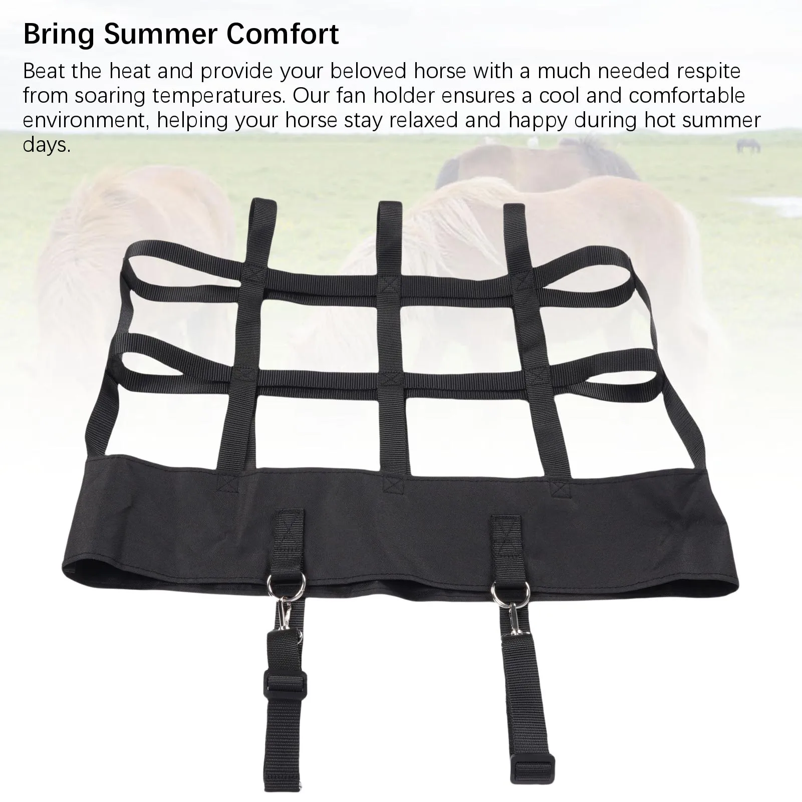 حامل مروحة صندوق معلق على شكل حصان كشك مروحة حقيبة مستلزمات مستقرة جلب الراحة النايلون متعددة الأغراض حامل مروحة الويب المعلق على شكل حصان #6