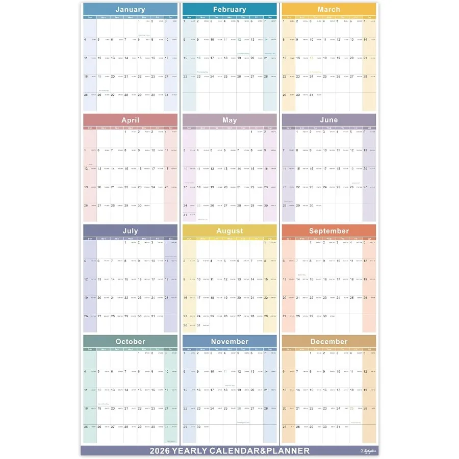 

2026 Yearly Wall Calendar - Annual calendar 2026 2026 Yearly Wall CalendarandPlanner with Writing Paper January 2026 - Decembe