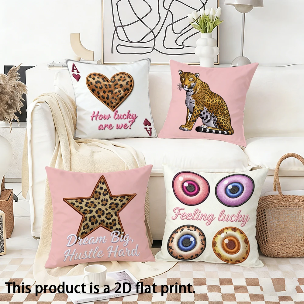 1/4pcs Lucky-Patterned Decorative Pillow Covers Sofa bed cushion cover home bedroom decoration, 2D flat printing