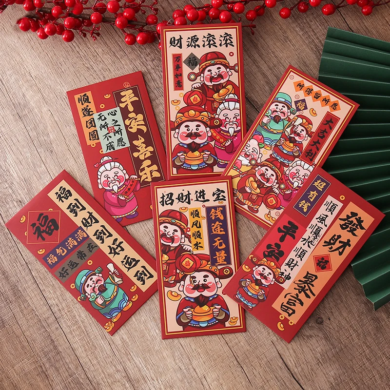 6Pcs/set 2025 Year Of The Snake Red Envelope Creative New Year Lucky Money Red Pocket Birthday Wedding Red Gift Envelopes