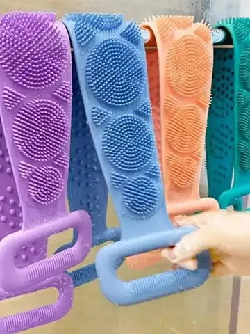 Body Sponge Silicone Back Brushes Bath Towels Scrubber Rubbing Back Peeling Massage Shower Belt Extended Skin Clean Brushes