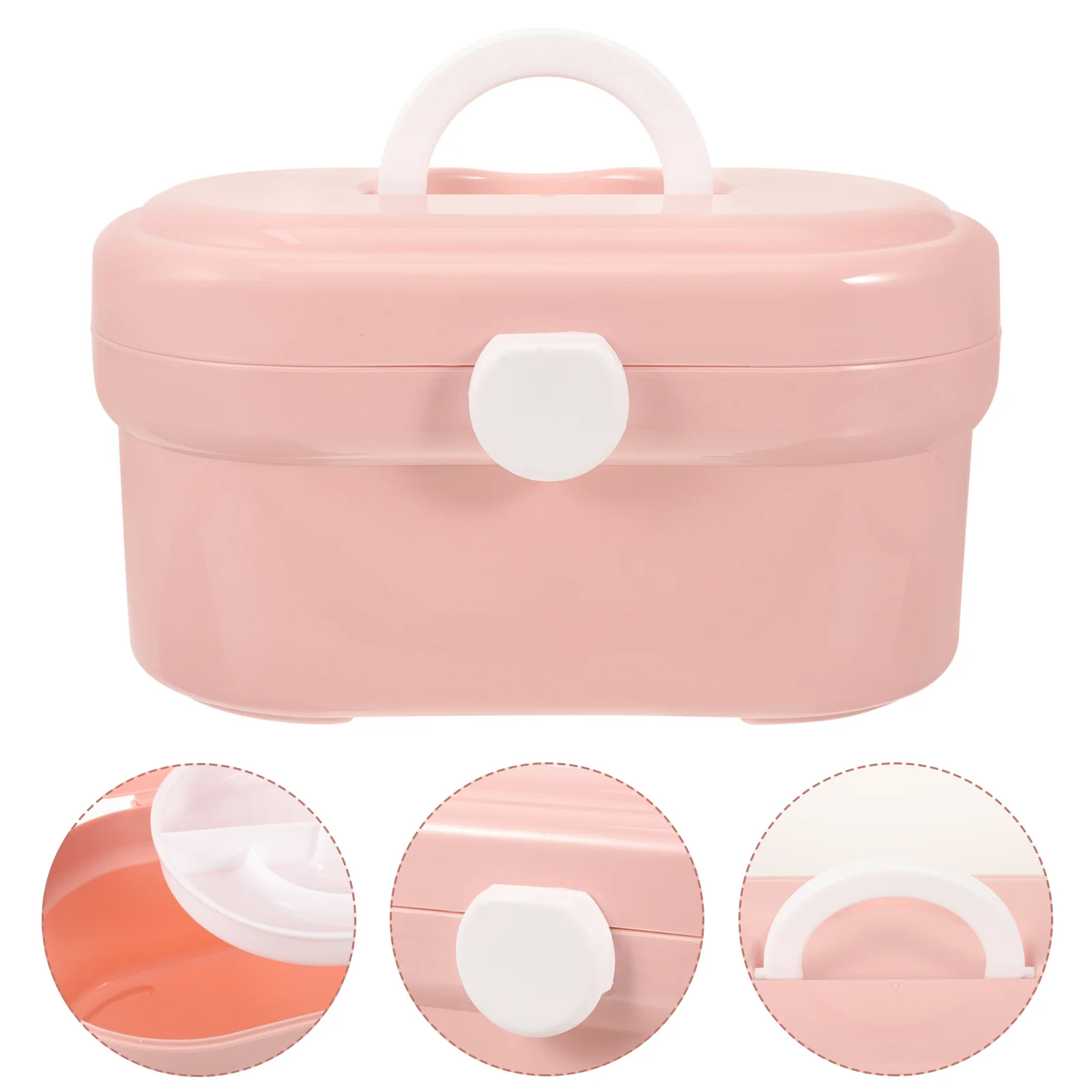 

Портативный двухслойный органайзер для хранения лекарств, компактная аптечка, аптечка, контейнер для дома, путешествий, розовый