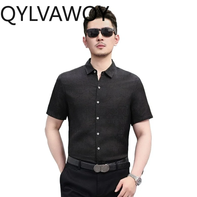 

QYLVAWOY Man Summer Shirt Printed Men's Shirts Lapel Short Sleeve Tops Shirts for Man Stylish Menswear Clothing Breathable 셔츠