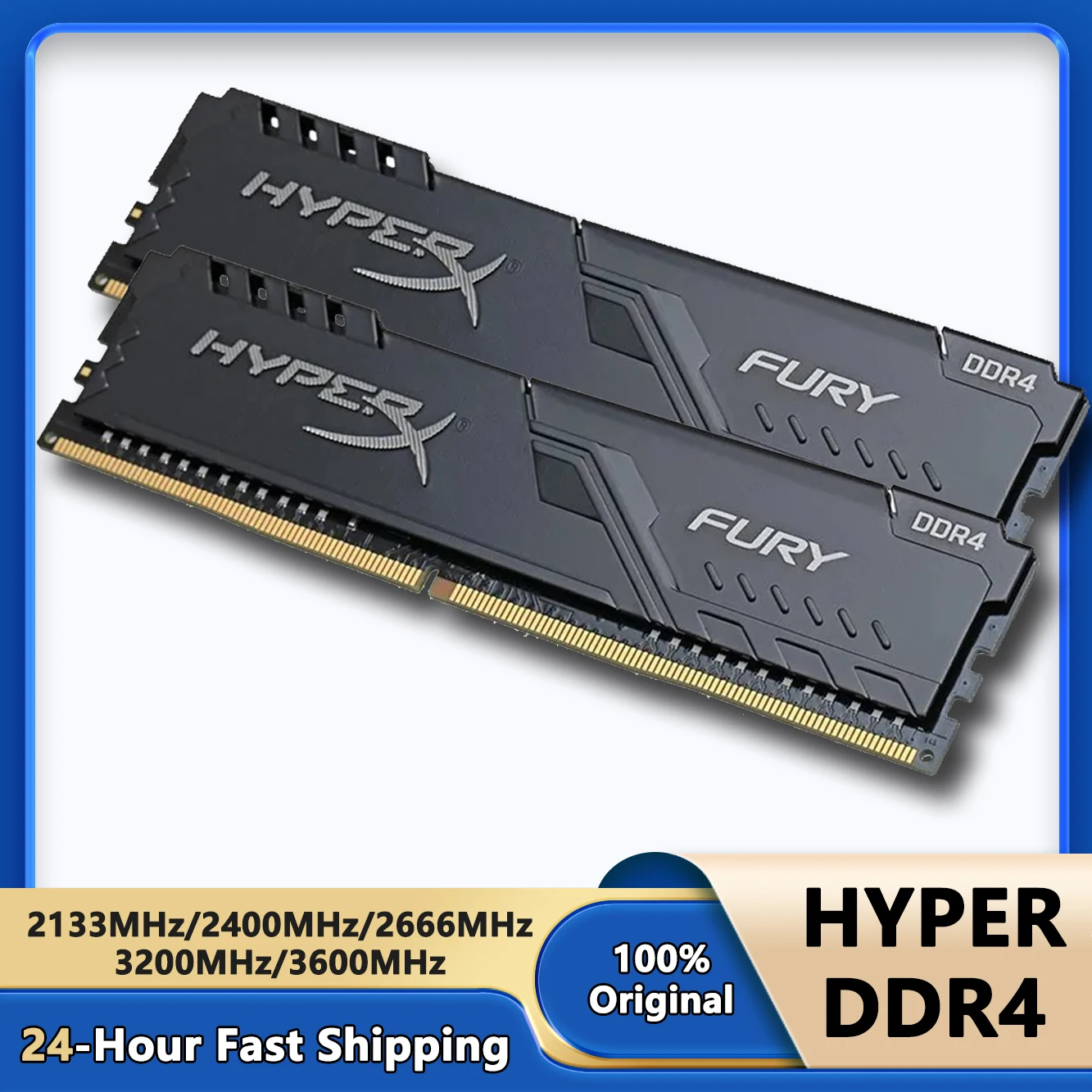 HyperX Fury 8GB 16GB 32GB DDR4 3600MHz 3200MHz 2666MHz 2400MHz 2133MHz DRAM DIMM 288pin 8G 3200 16G For Desktop Computer