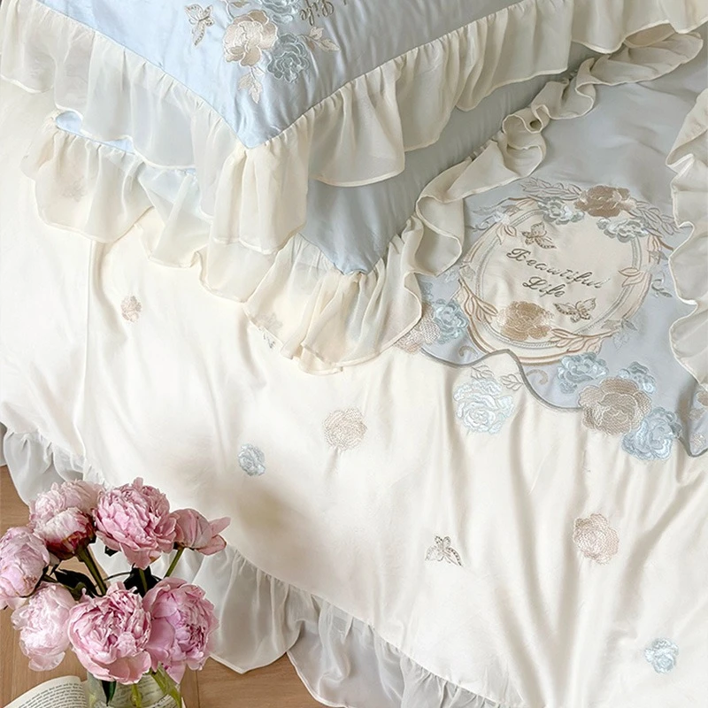 

Customizable Tencel Bedding Princess Style Class A Sheet Four-piece Set of Pure Cotton Long-staple Cotton New