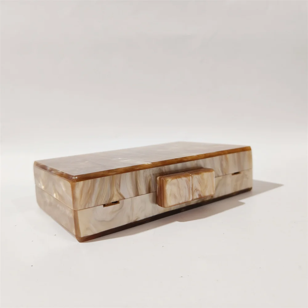 Marble Pearl Brown acrilico Box frizioni borsa a tracolla da donna estate Versatile piccola Mini borsa e borsa borsa da viaggio femminile con patta