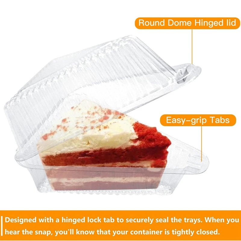 حاويات بلاستيكية لشرائح الكعك ، غطاء مفصلي 5 بوصات ، حاوية كعك الجبن للمنزل ، مخابز ومقهى ، سهلة التركيب