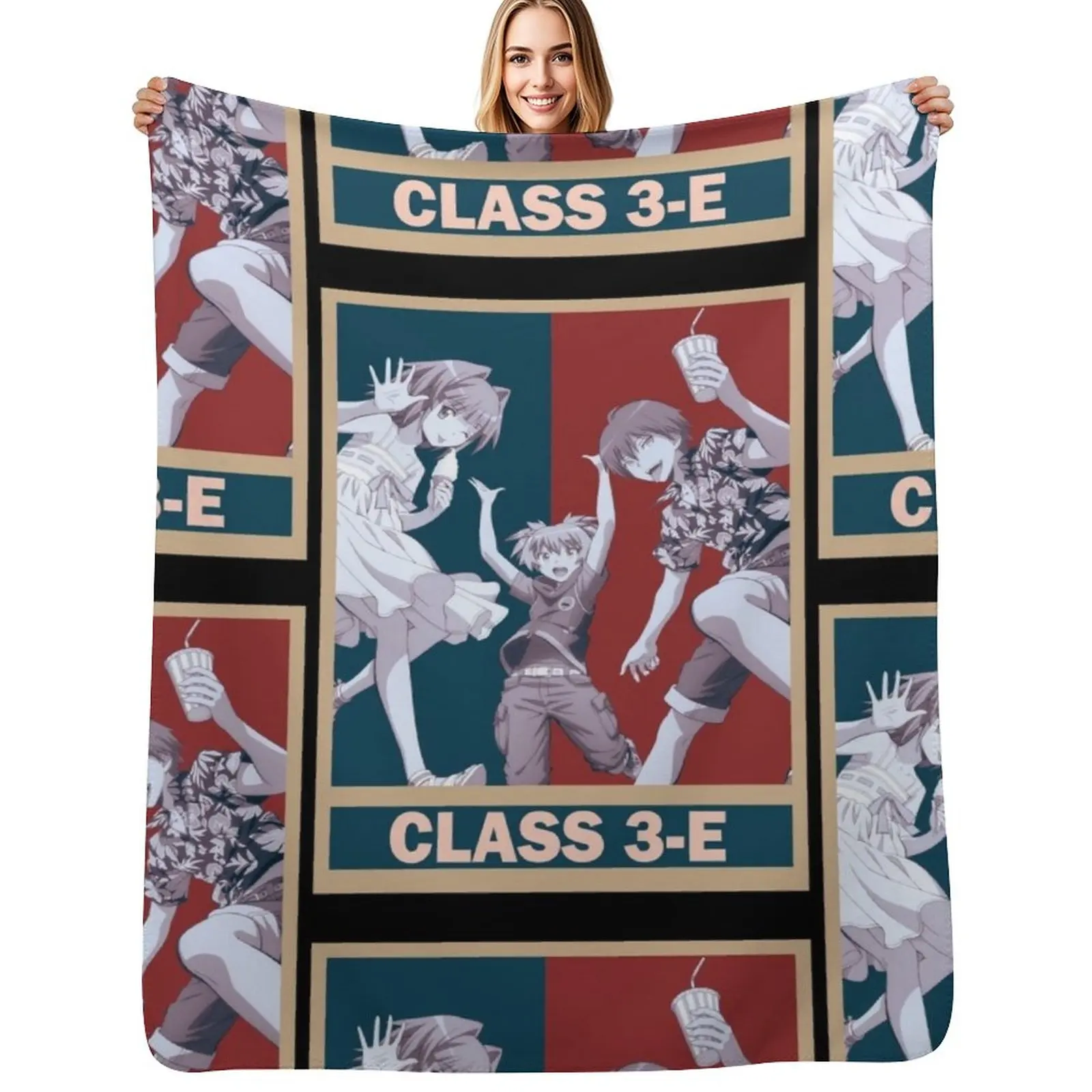Assassination Classroom Vintage Vector Design Throw Blanket Hairy Plaid anime Large Bed linens for babies Blankets