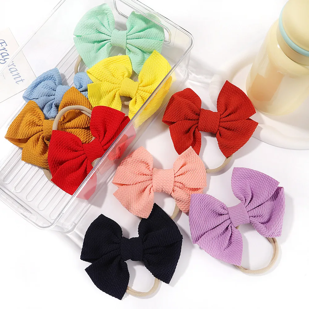 

6/10/20pcs/set 4.3 Inch Grosgrain Ribbon Hair Bows Elastic Ponytail Holders Rubber Hair Bands Wholesale Pack for Girls Gifts