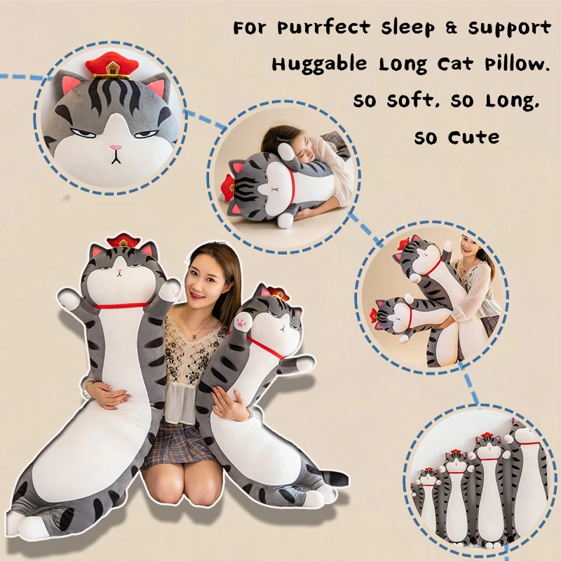 

55-135 см милый Long Live My Emperor Cat Bazaar черная подушка для объятий собаки Kawaii плюшевые игрушки мультяшные животные мягкая кукла подарки для девочек