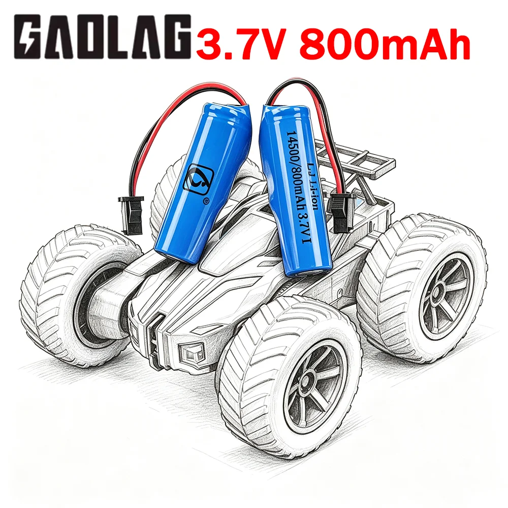14500 Li-ion 800mAh Rechargeable 3.7V Battery with SM-2P Plug for C2 D828 RC Stunt Car Truck Toy Car Replacement Battery