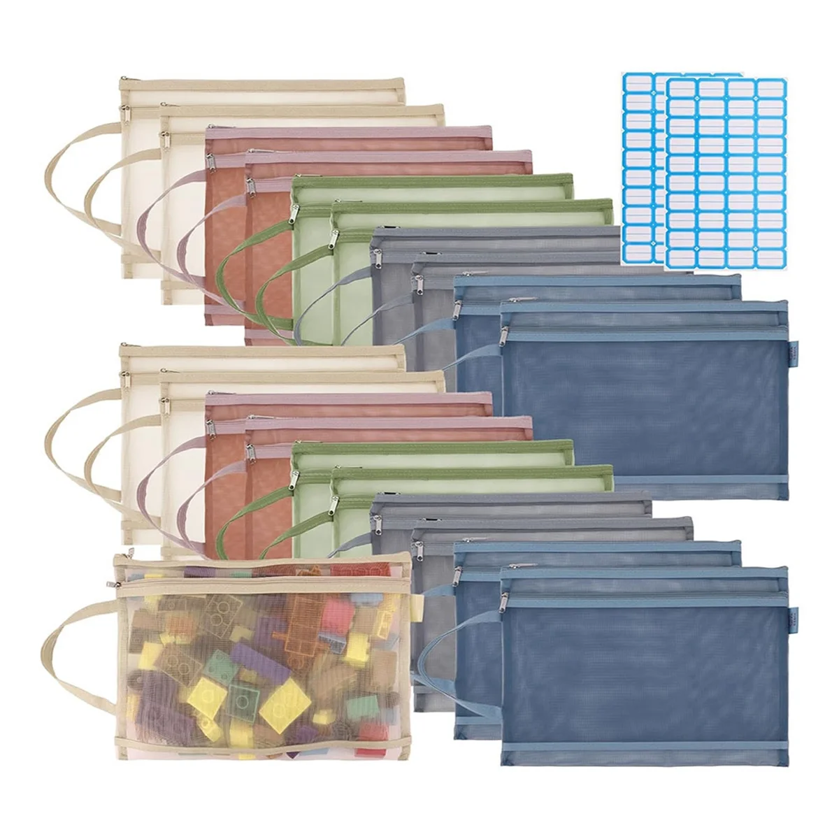 20-Pack Mesh Zipper Bags, Double Wall Nylon Mesh Bags for Tabletop Games and Puzzle Storage