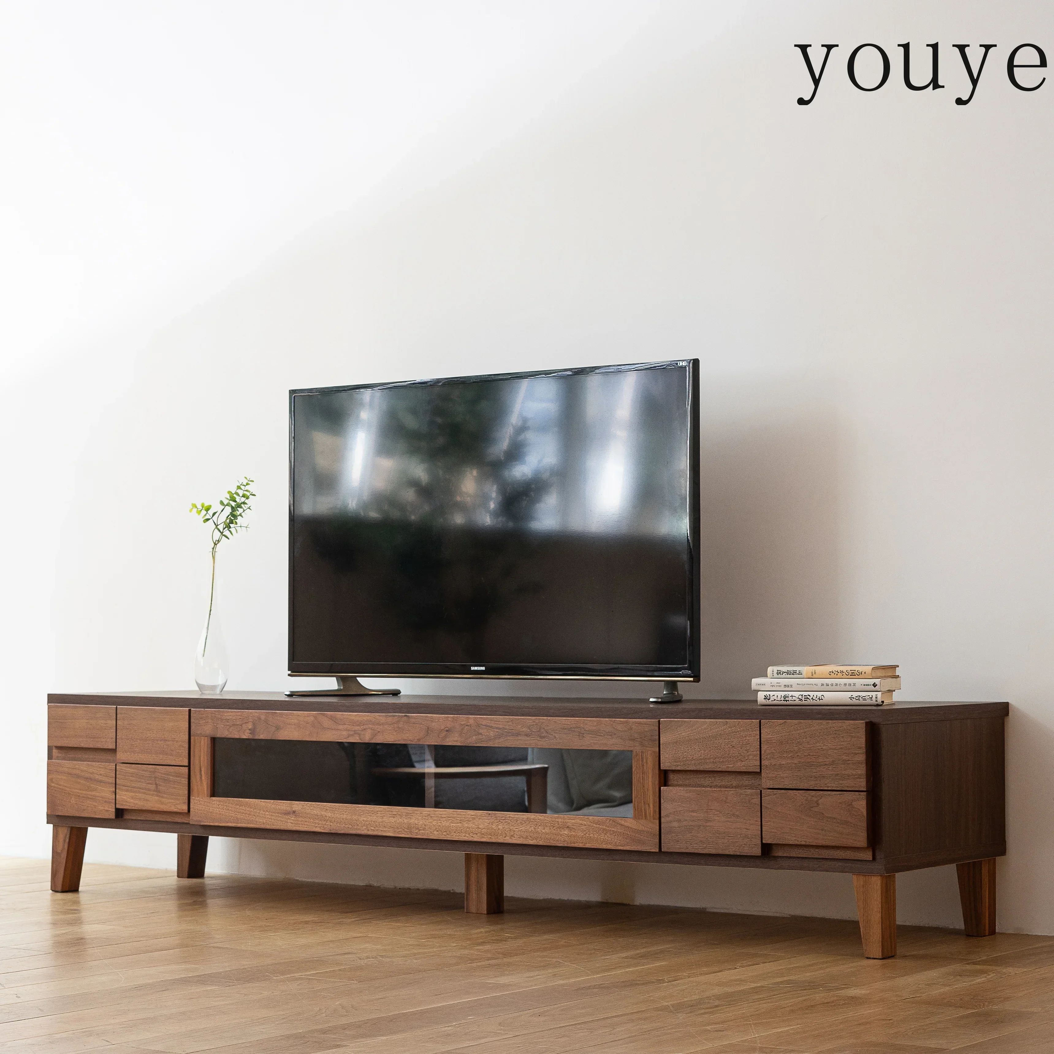 

X30 North American Black Walnut TV Cabinet Living Room Solid Wood Floor Storage Cabinet Household Low Cabinet Retro Style