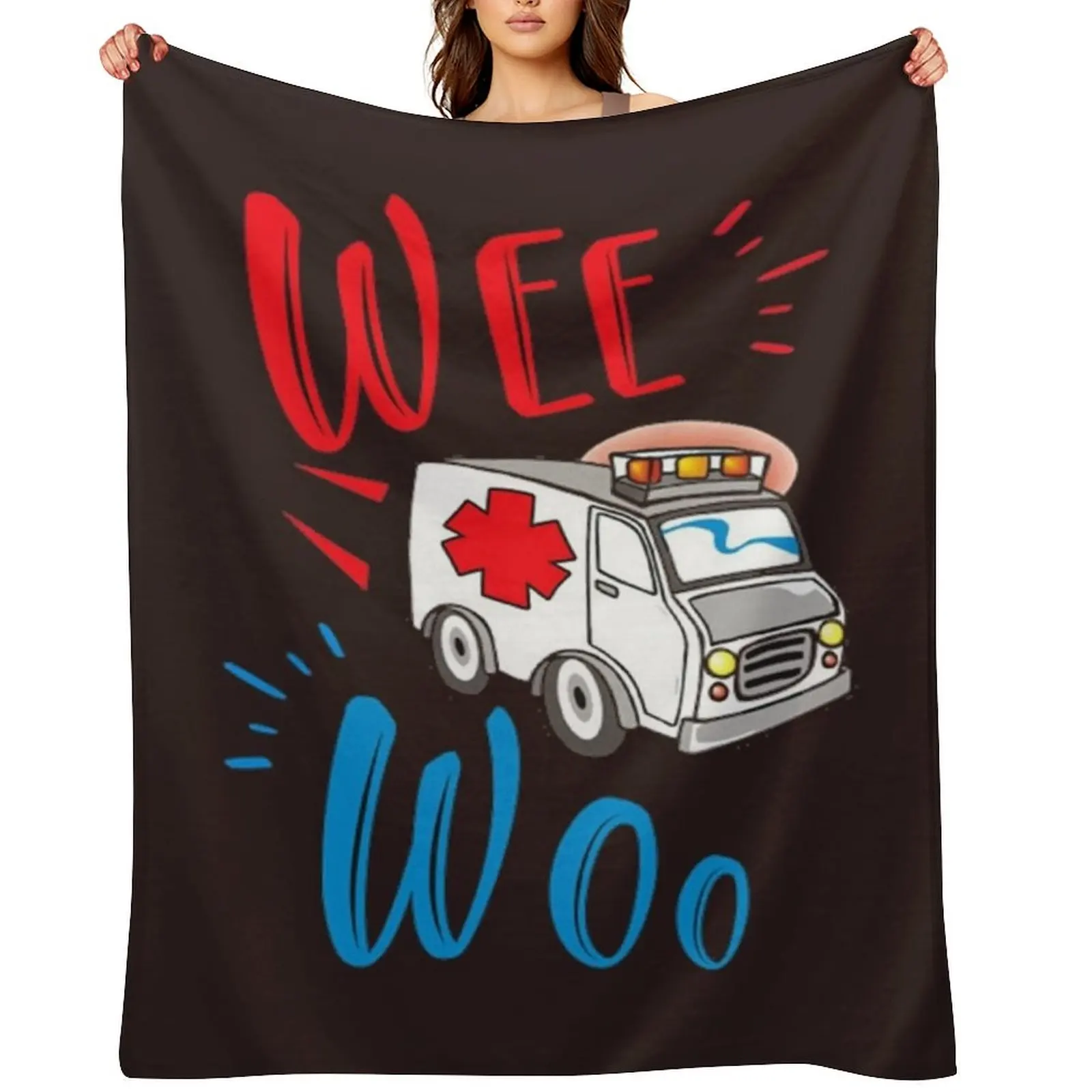 

Wee woo ambulance funny nurse doctor gift, paramedic Throw Blanket Cute bed plaid Blankets