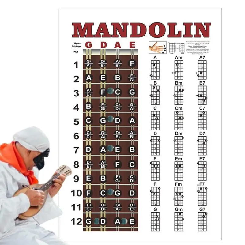 Mandolin Fingering Practice Chart Mandolin Learning Tools Fret Board Notes Cheat Sheet Concise Mandolin Note Chart Decals