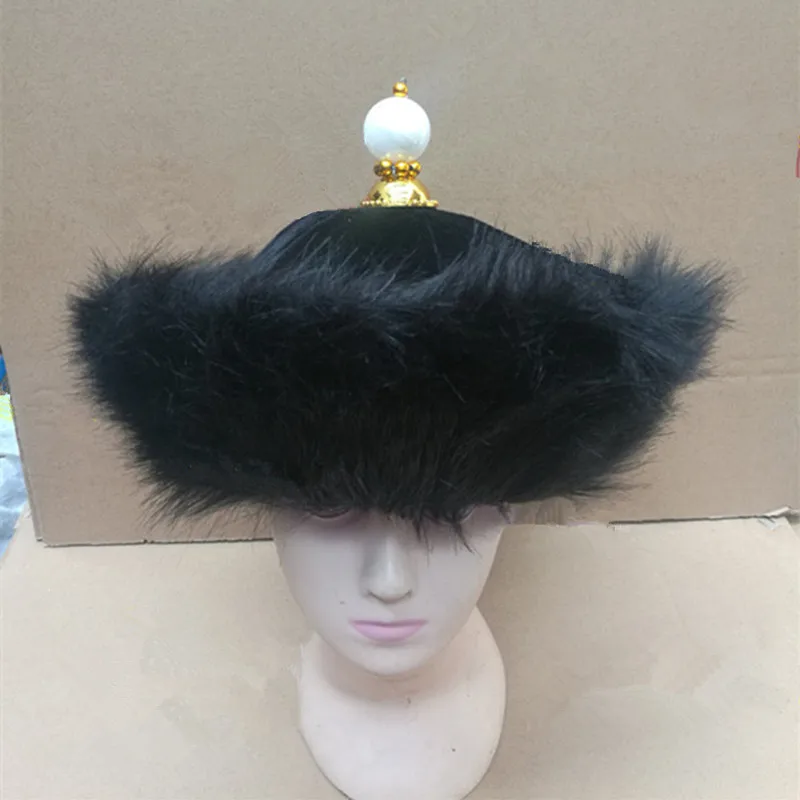 

Chinese Qing Dynasty Hat For Men Royal Emperor Prince Cap With Fur Ancient Dynasty Official Headwear Retro Photography Prop