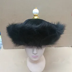 Chinese Qing Dynasty Hat For Men Royal Emperor Prince Cap With Fur Ancient Dynasty Official Headwear Retro Photography Prop
