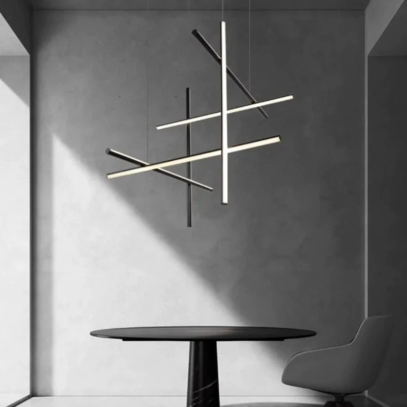 

French Tube Restaurant Metal LED Pendant Light Simplicity Industrial Stylish Home Decoration Corner Bar Café Hotel Hanging Lamps