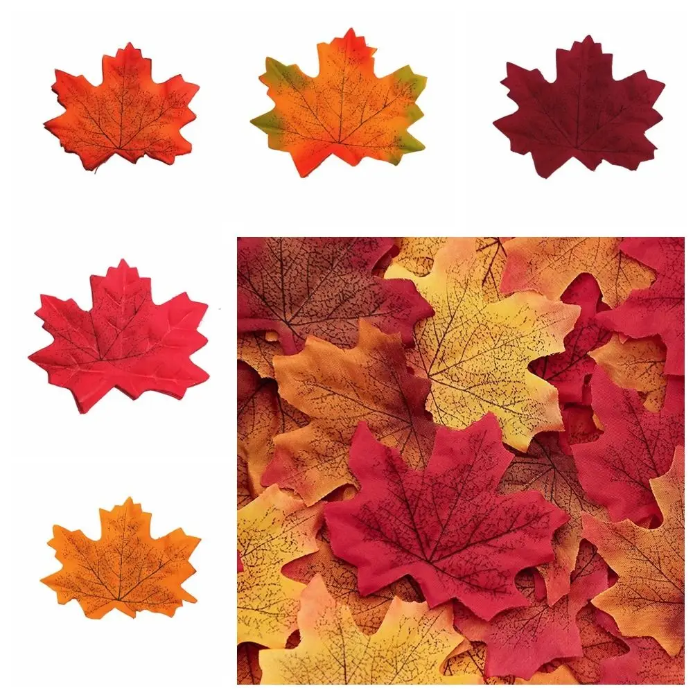 50Pcs/Pack Maple Leaves Simulated Maple Leaves Leaf Plants Artificial Leaf Plants Silk Flower DIY Stacked Maple Leaves