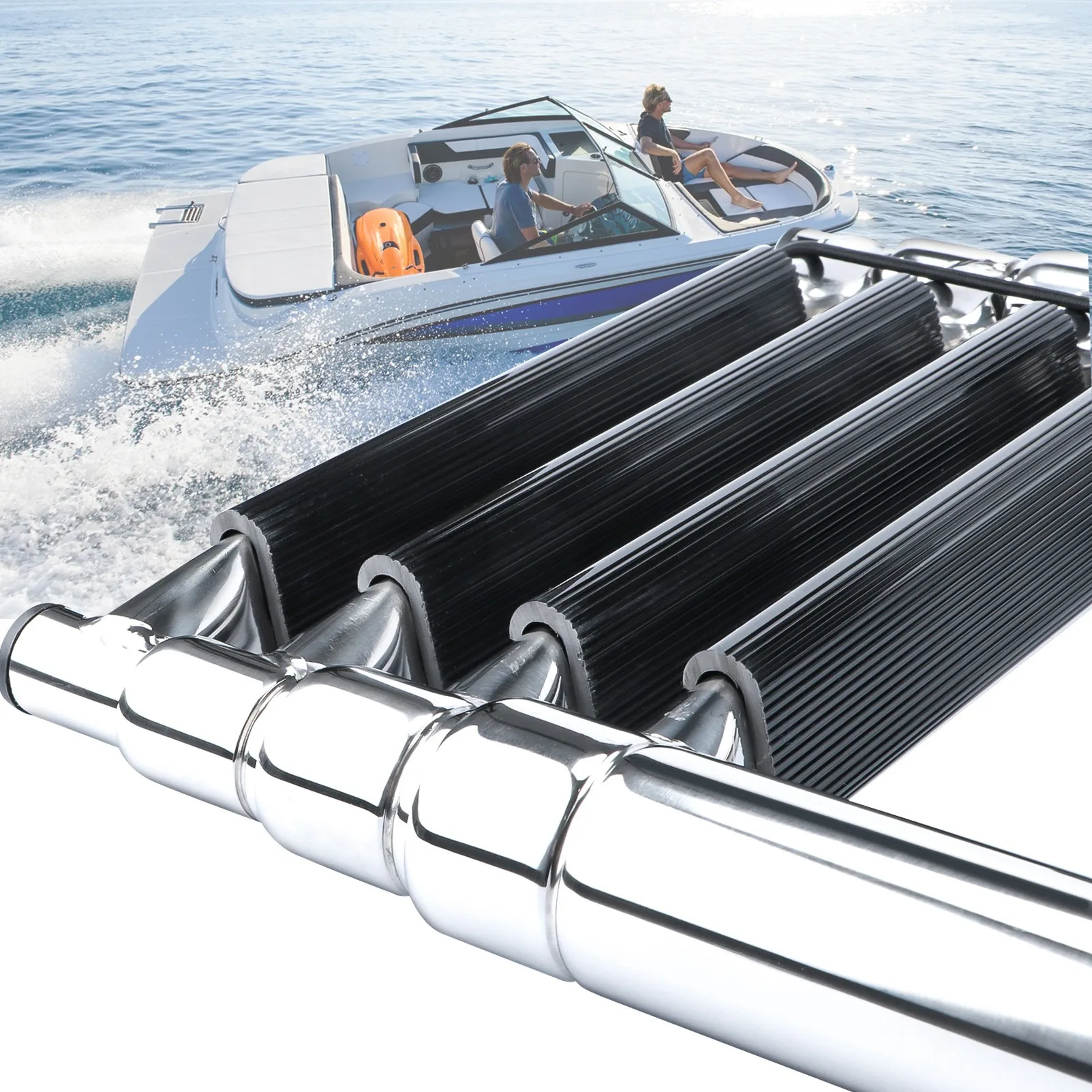 304 stainless steel speedboat yacht launching deck collapsible retractable ladder