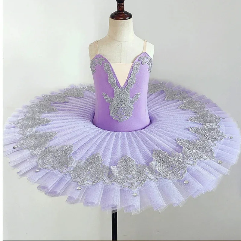 

Фиолетовая танцевальная юбка «Маленький лебедь», новая эластичная балетная пачка, платье для выступлений, детское балетное платье на бретельках для девочек, танцевальный костюм