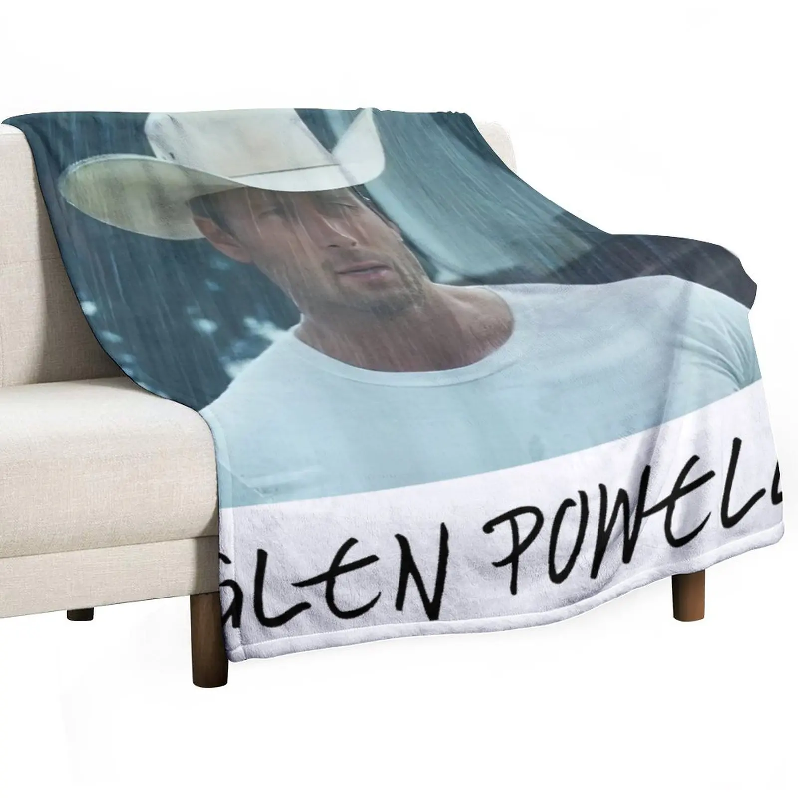 

Glen Powell Throw Blanket Cozy Sofa Blanket for TV Watching Napping