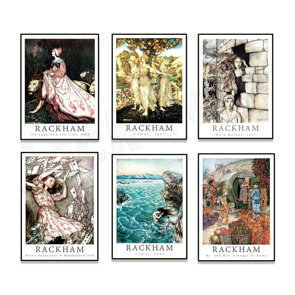 Arthur Rackham Peter Pan en la impresión de los jardines de Kensington, naranja y mar, cartel de Rackham, fábulas de Esopo, regalos para niños,