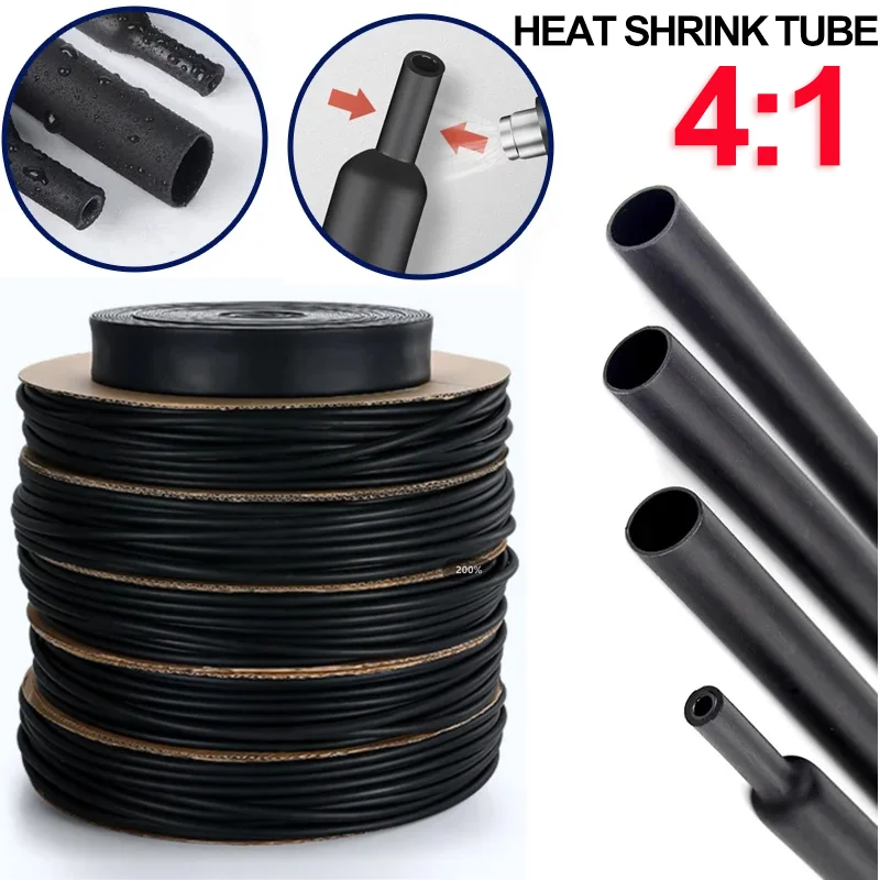 

5~100M 4:1 Heat Shrink Tube with Glue Dual Wall Tubing Diameter 4 6 8 12 16 20 24 32mm Adhesive Lined Sleeve Wrap