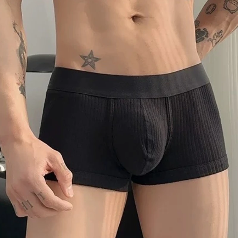 الرجال الموضوع ملابس داخلية قطنية مثير boxershort الرياضة الملاكمين مثير U محدب الحقيبة الشباب تنفس السروال الرجال Sweatpants